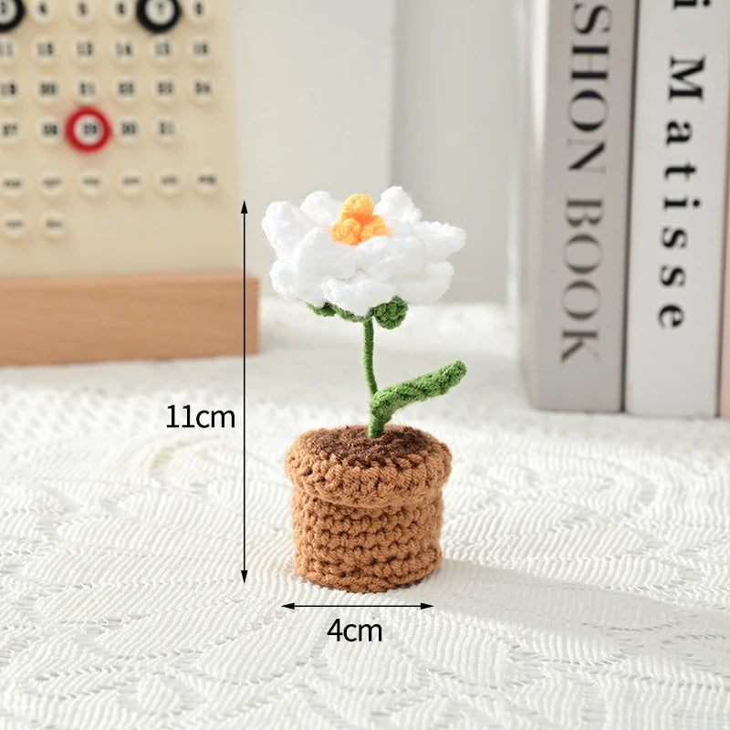 Home Decor Handmade Crochet Potted Plant — Cute Mini Faux Flower for Car, Desk & Office — view 18 of home decor