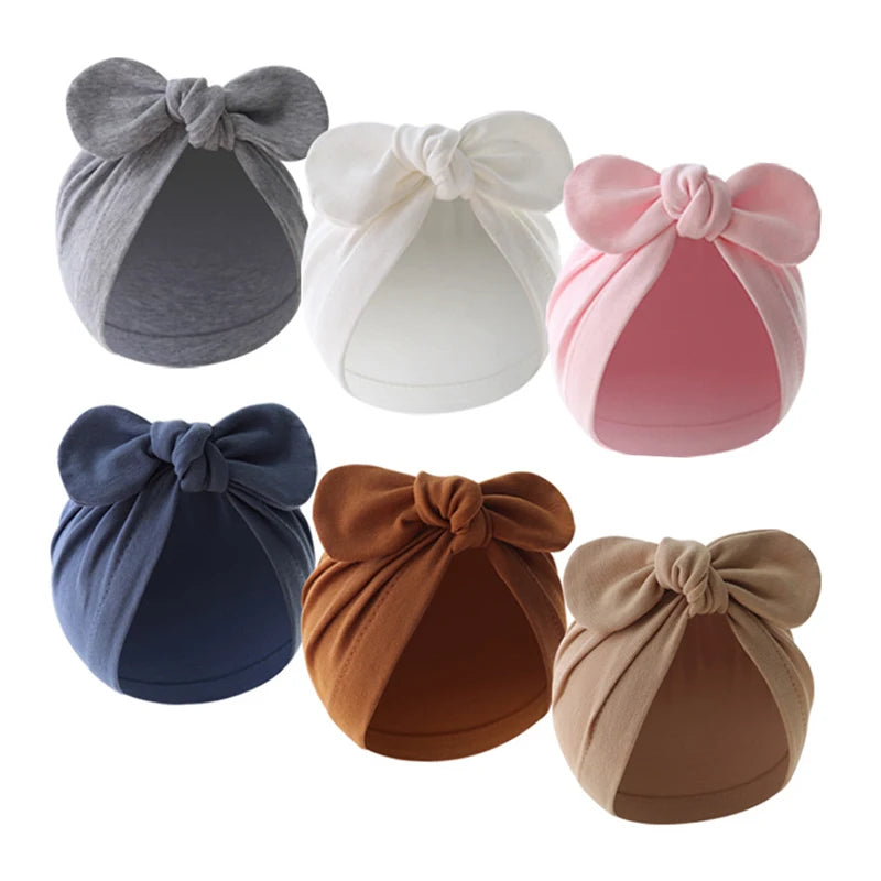 Cute Bunny Ears Baby Turban Hat - Soft Cotton Beanie for Easter & Spring Photos — view 2 of baby hats