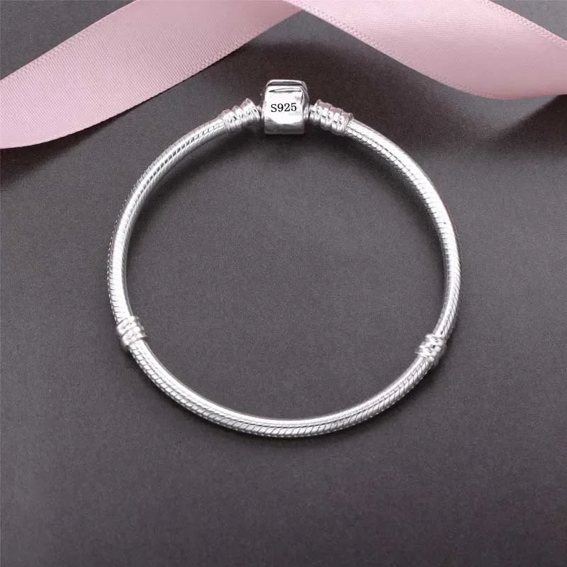 Women's 925 Sterling Silver Charm Bracelet — Handmade Snake Chain Fine Jewelry — view 3 of jewelry
