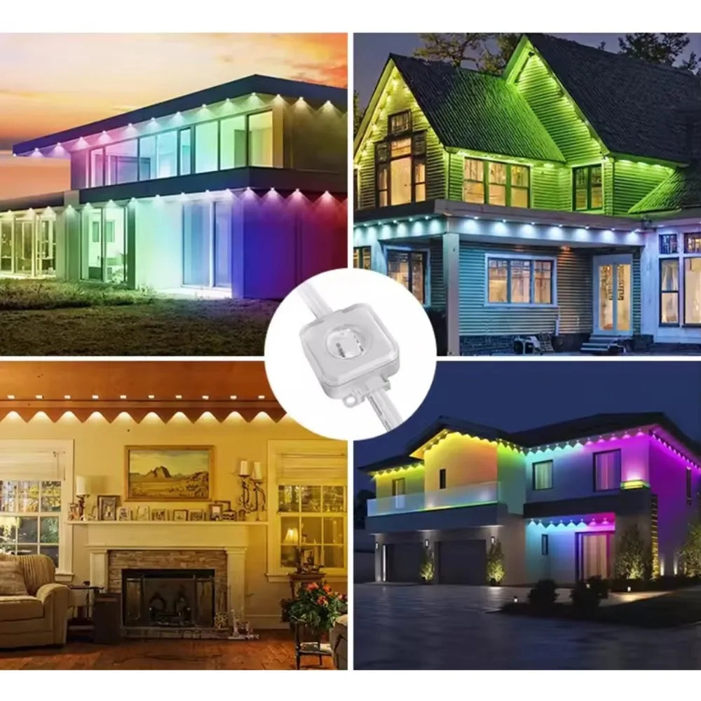 Smart Permanent Outdoor Eaves Lights IP67 – App & Remote Roofline Lights with Music Sync