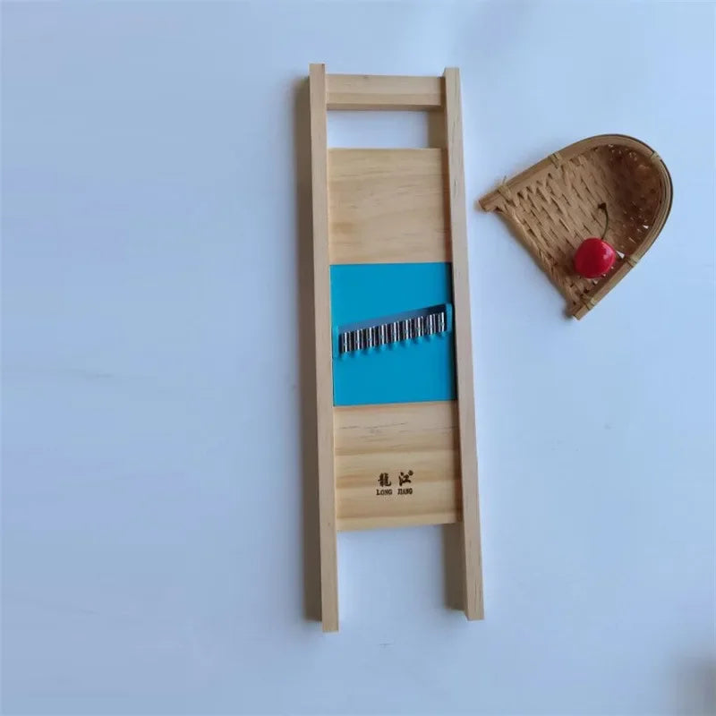 Fries Grid Potato Cutter with Wooden Push Block — Stainless Steel Chip Shredder — view 5 of kitchen gadgets