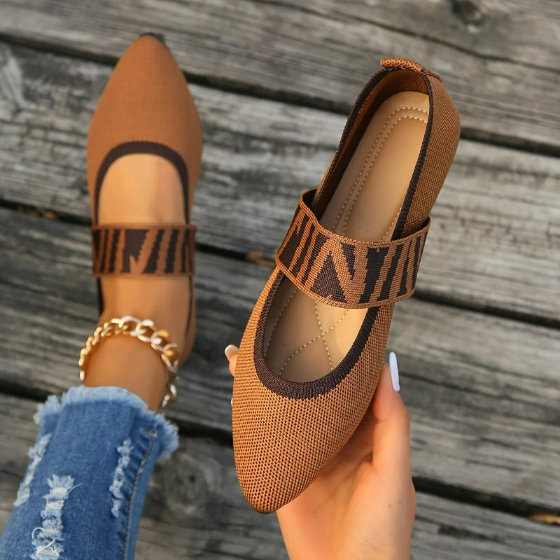 Flats & Ballet — Knitted Pointed-Toe Ballet Flats, Low-Heel Elegant Breathable Sneakers — view 7 of flats & ballet