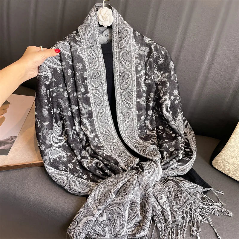 Hijab Scarf Long Pashmina — Lightweight Modest-Fashion Essential Cashmere Shawl Turban Head Wrap