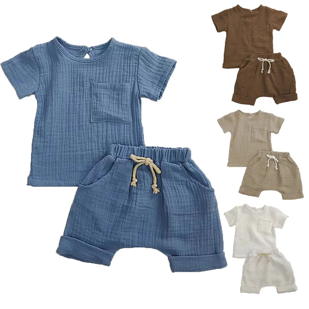 Baby Cotton Outfit Set - 2-Piece Newborn Romper & T-Shirt with Shorts — view 1 of baby outfits