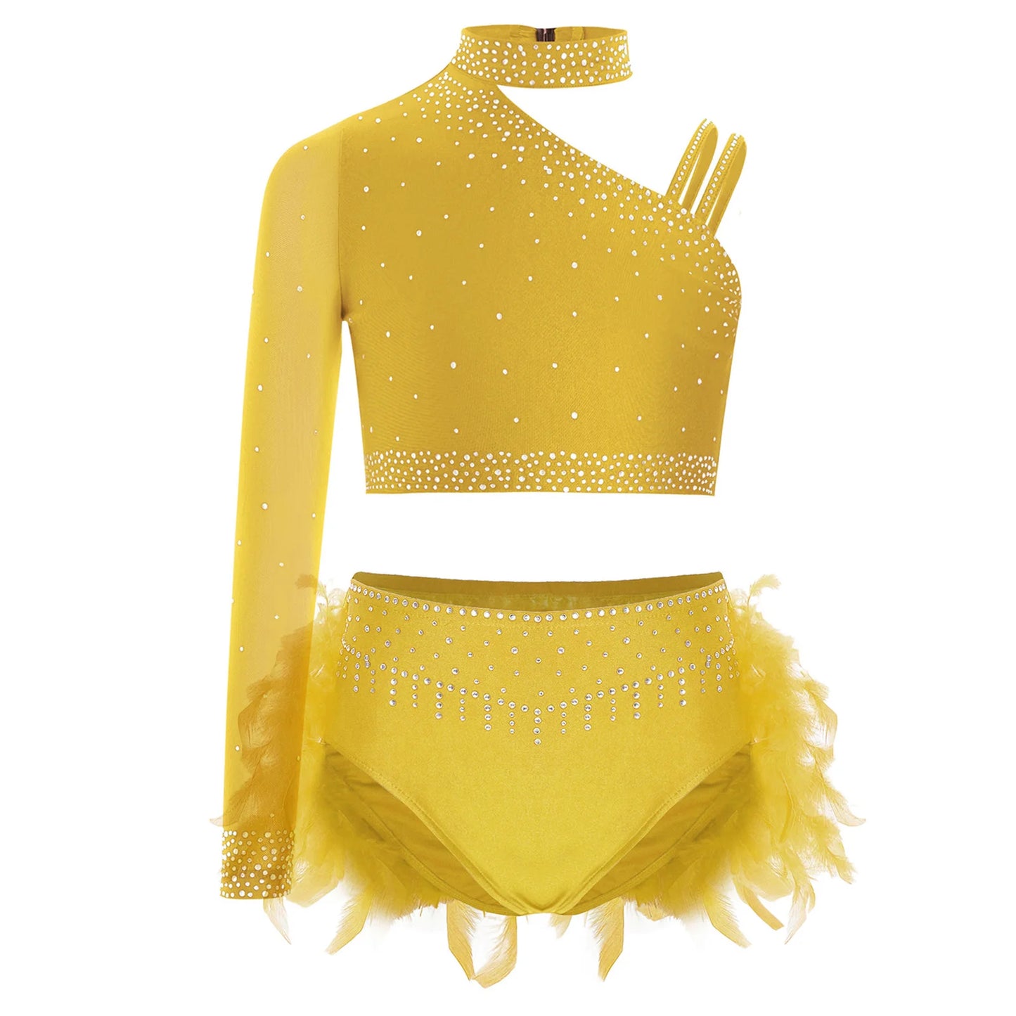 Kids Girls Ballet Dance Set - Rhinestone Top & Skirt Performance Costume — view 6 of dance costumes