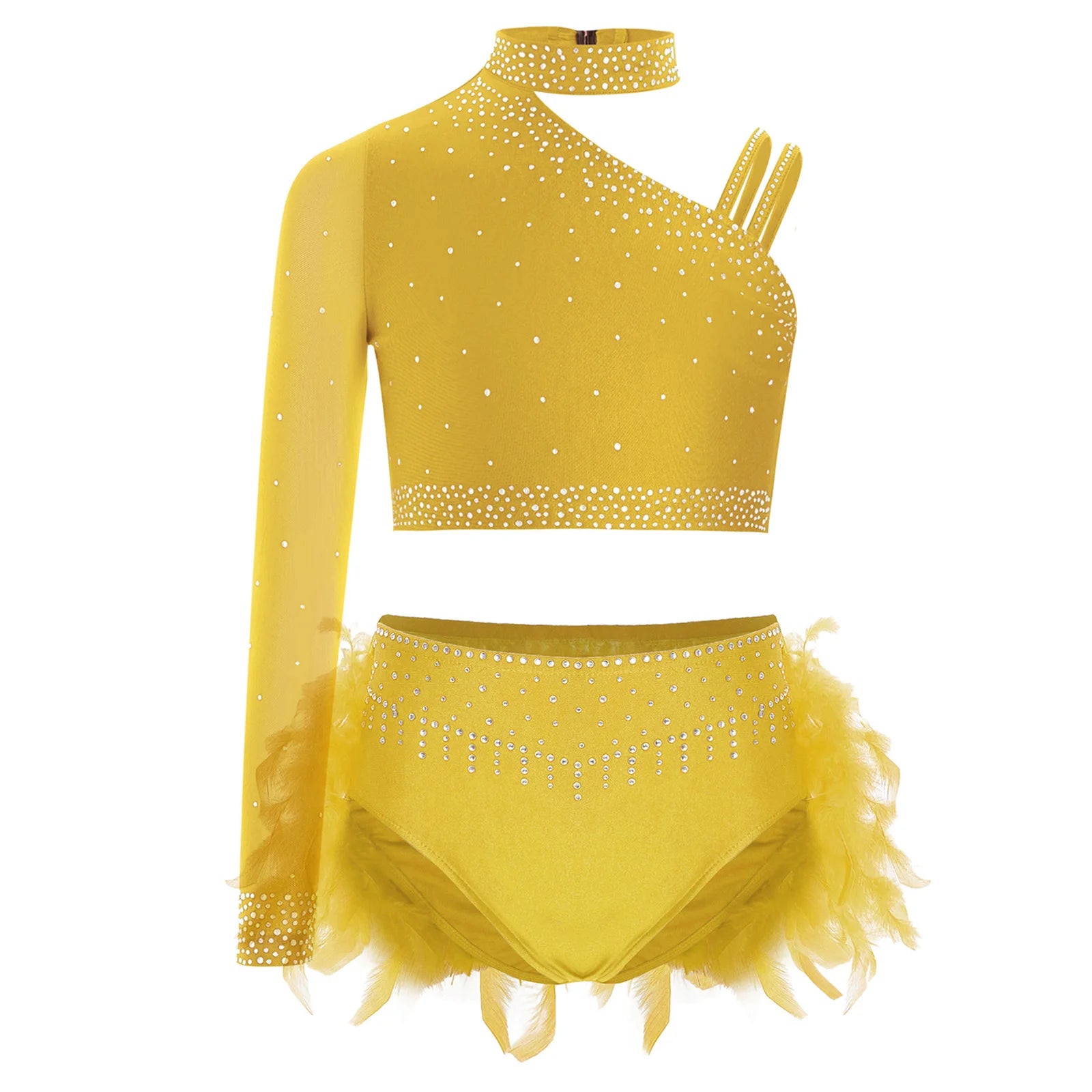 Kids Girls Ballet Dance Set - Rhinestone Top & Skirt Performance Costume — view 6 of dance costumes