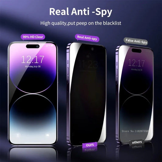 3Pcs Privacy Tempered Glass for iPhone 16 Pro Max/16E/13/11/12 Mini One-Second Install — view 1 of screen protectors