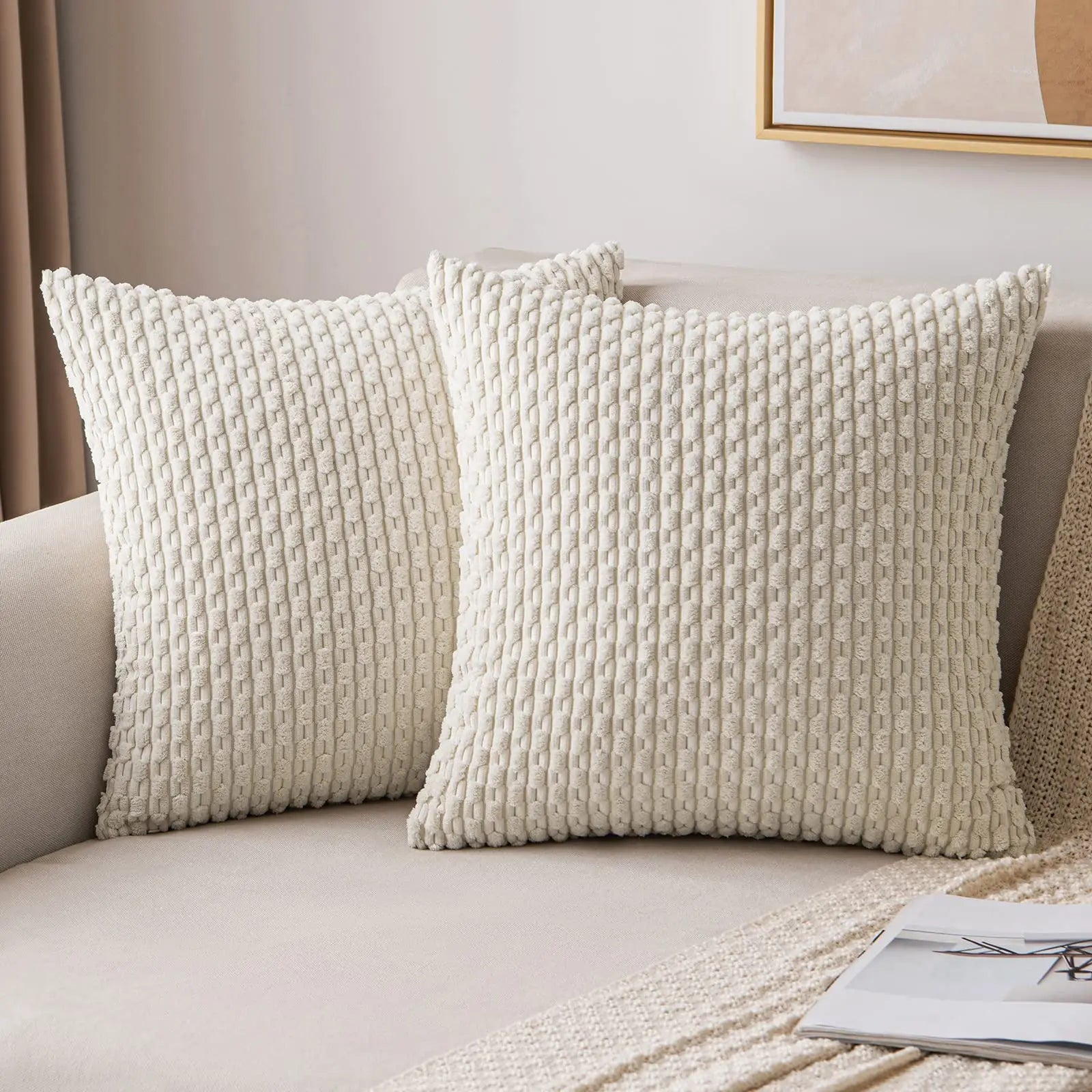 Spring Corduroy Throw Pillow Cover &mdash; 20&times;20 in Farmhouse Boho Striped Cushion Case — view 13 of cushion covers & pillow cases