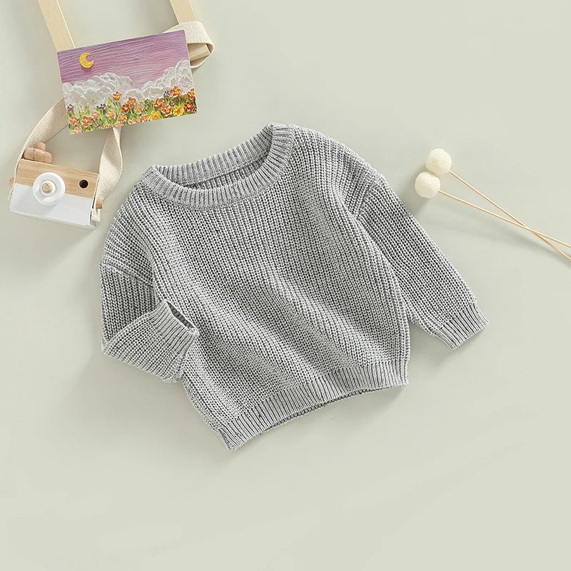 Kids Unisex Polka Dot Crewneck Sweater - Long Sleeve Pullover Top — view 4 of kids tops