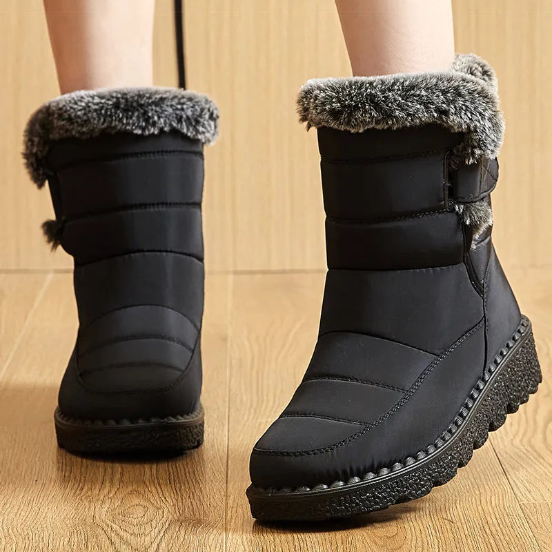 Women's Boots 2025 Trend — Low-Heel Waterproof Fur Snow Ankle Boots — view 3 of boots