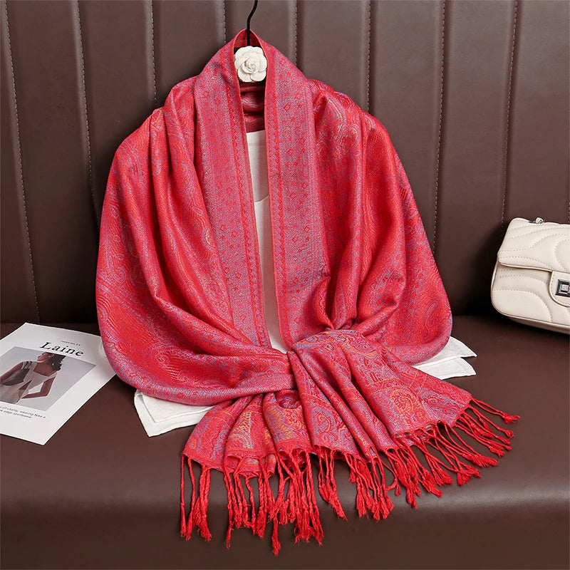 Pashmina Scarf in 58 Signature Shades — Cashmere-Feel Women's Tassel Shawl Wrap Color Stack