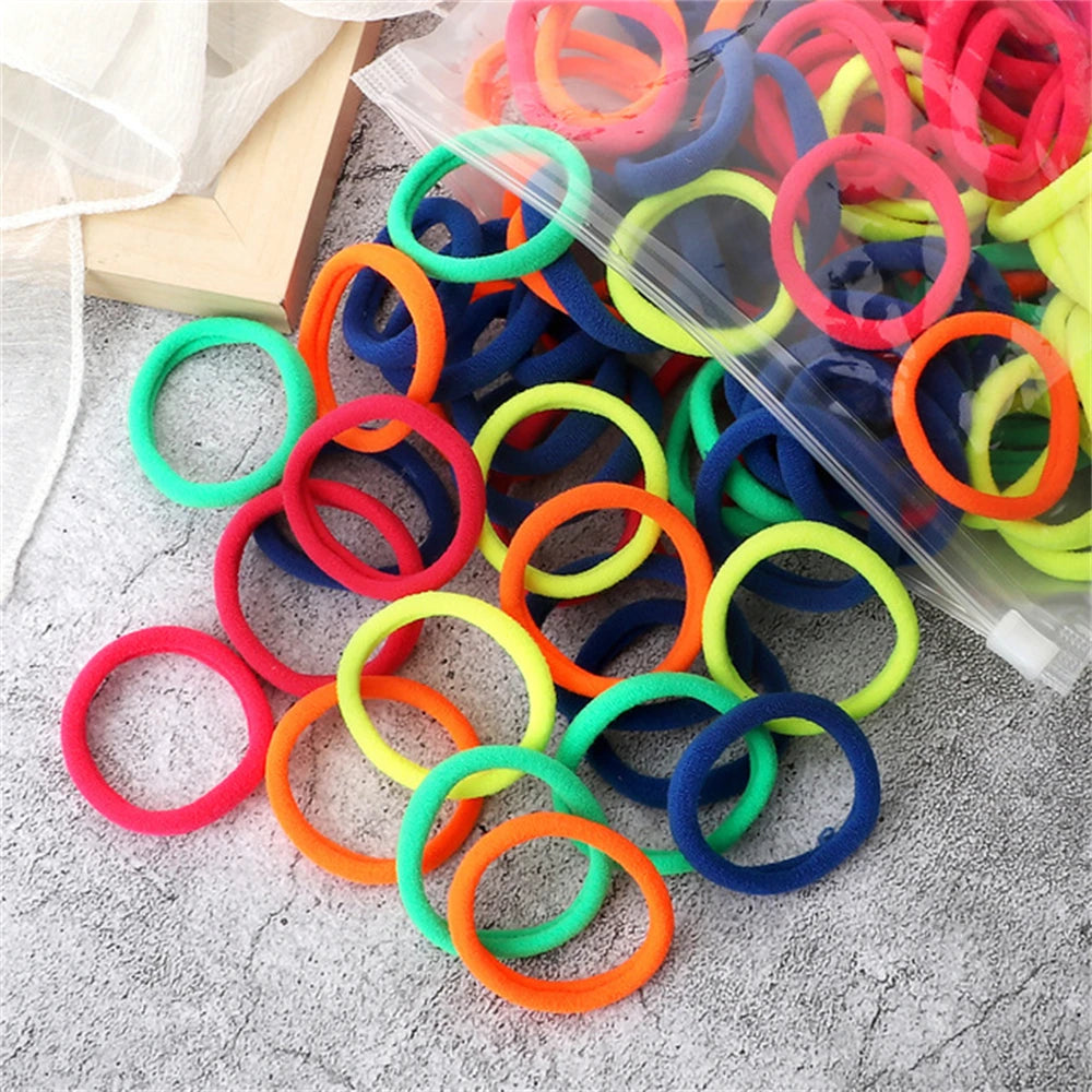Black Elastic Hair Tie Set - 50pc No-Damage Hair Bands for Women