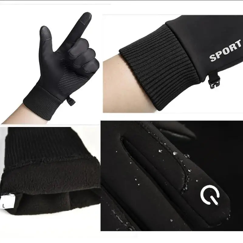 Full-Finger Waterproof Cycling Gloves — Touchscreen Fleece Winter Running Motorcycle Ski Gloves — view 6 of gloves