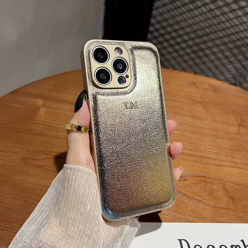 Personalized Gold Initial Leather Case for iPhone 11–17 Pro Max Custom Name — view 10 of phone cases