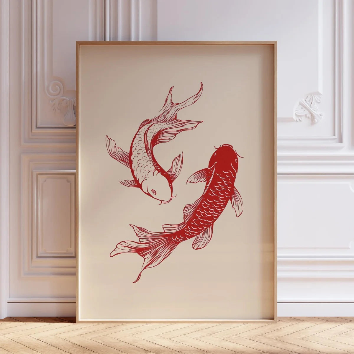 Japanese Red Koi Fish Canvas Poster &mdash; Modern Minimalist Wall Art for Bedroom &amp; Kitchen — view 19 of wall art & prints