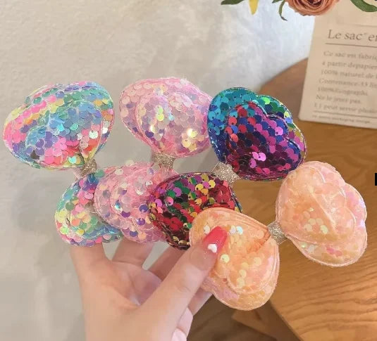5PCS Long Gradient Color Sequin Glitter Big Bow Hair Clips for Girl Kids Cute Kawaii Princess Fairy Hairpin Fashion Accessories — view 7 of product