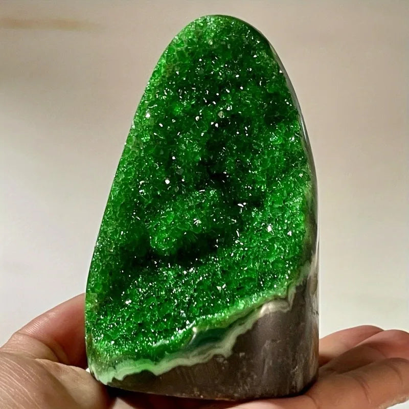 Crystal & Gemstone Green Geode Quartz Cluster — 200-300g Natural Stone Decor Craft — view 5 of crystal & gemstone