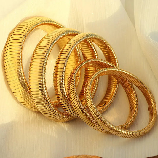 Unisex Waterproof Retro Bracelet — 18K Gold Plated Polished Steel Jewelry — view 1 of jewelry