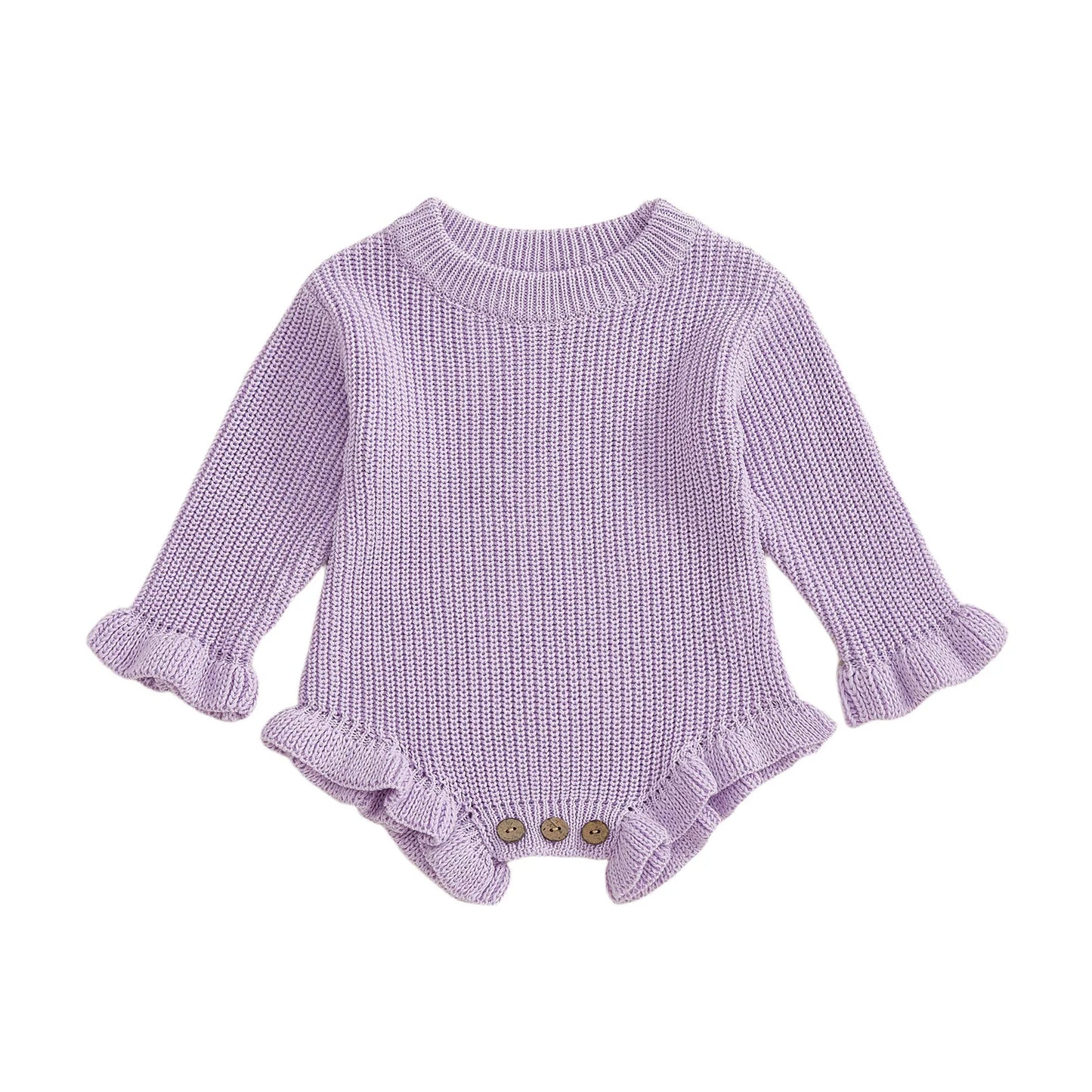 Infant Knitted Bodysuit with Ruffled Sleeves - Boutique-Style Baby Top — view 6 of baby bodysuits