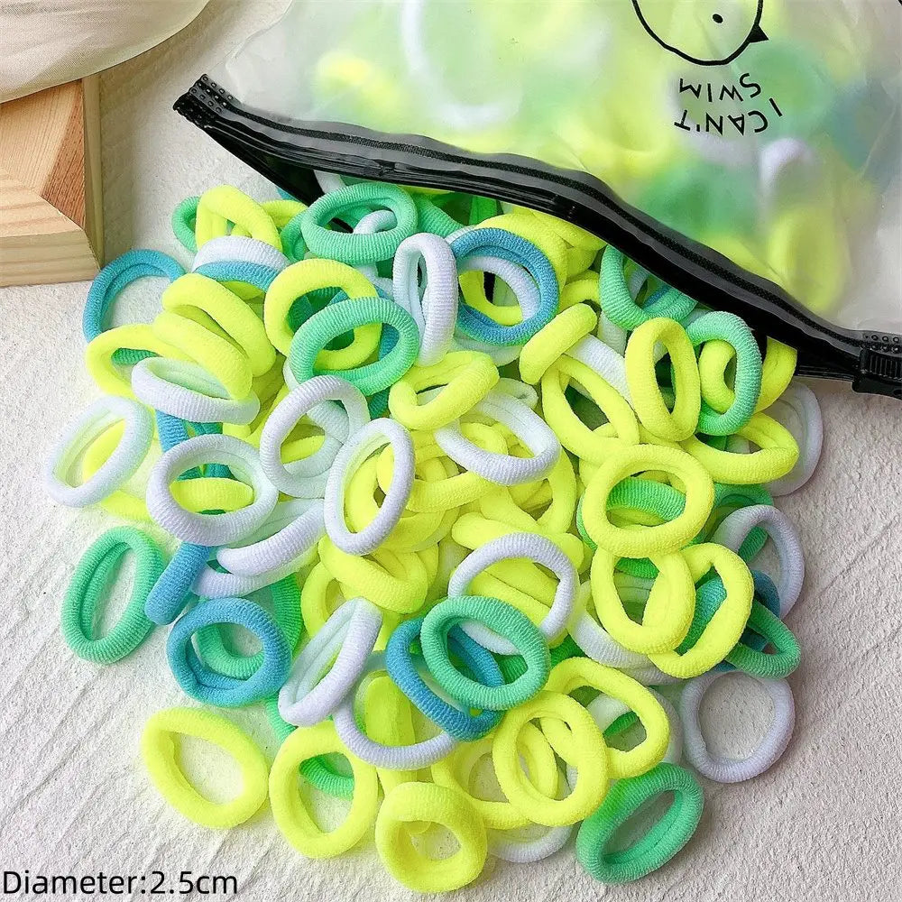 Black Elastic Hair Tie Set - 50pc No-Damage Hair Bands for Women
