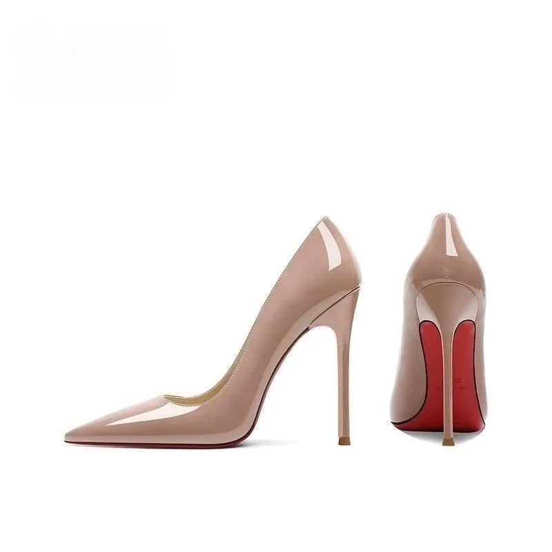 Heels & Pumps — Polished-Sole Leather Stiletto Pumps 9cm, Pointed-Toe Luxury Party Heels — view 8 of heels & pumps
