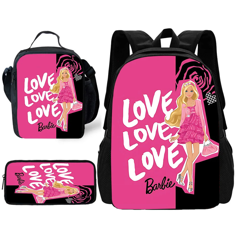 Barbie Kids’ School Backpack Set – Backpack, Lunch Bag & Pencil Case for Girls