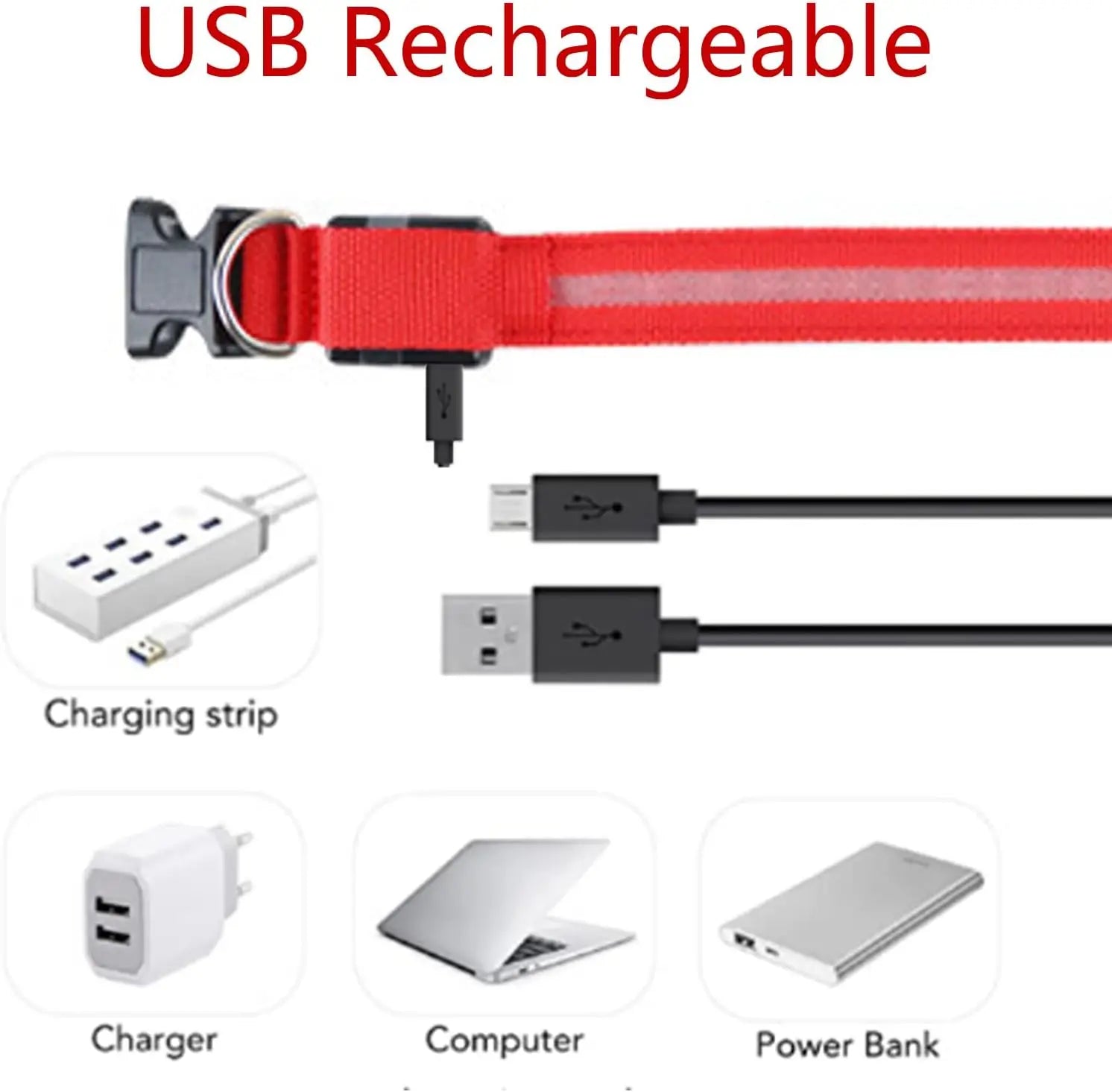 LED Dog Collar — USB Rechargeable Safety Glow Collar for Dogs