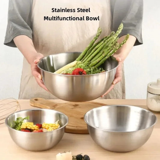 Stainless Steel Mixing Bowl Set with Measuring Scale 3-Piece Cooking Baking Food Prep Bowls — view 1 of food storage