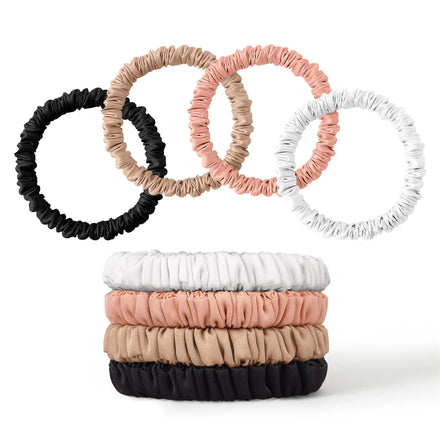 Mulberry Silk Scrunchies 8-Pack — Gentle No-Damage Hair Ties for Women — view 1 of hair accessories