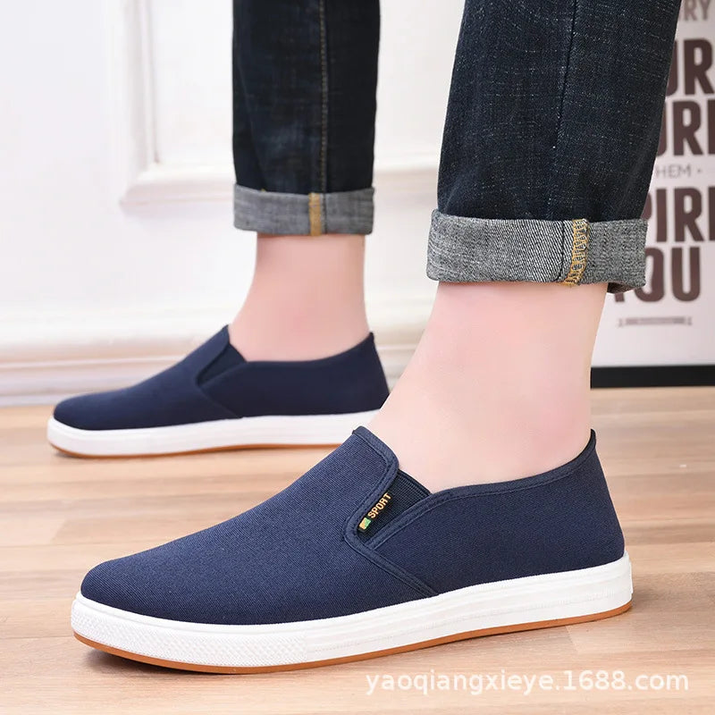 All-Season Men's Canvas Sneakers — Vulcanized Slip-On Flat Casual Shoes — view 2 of sneakers