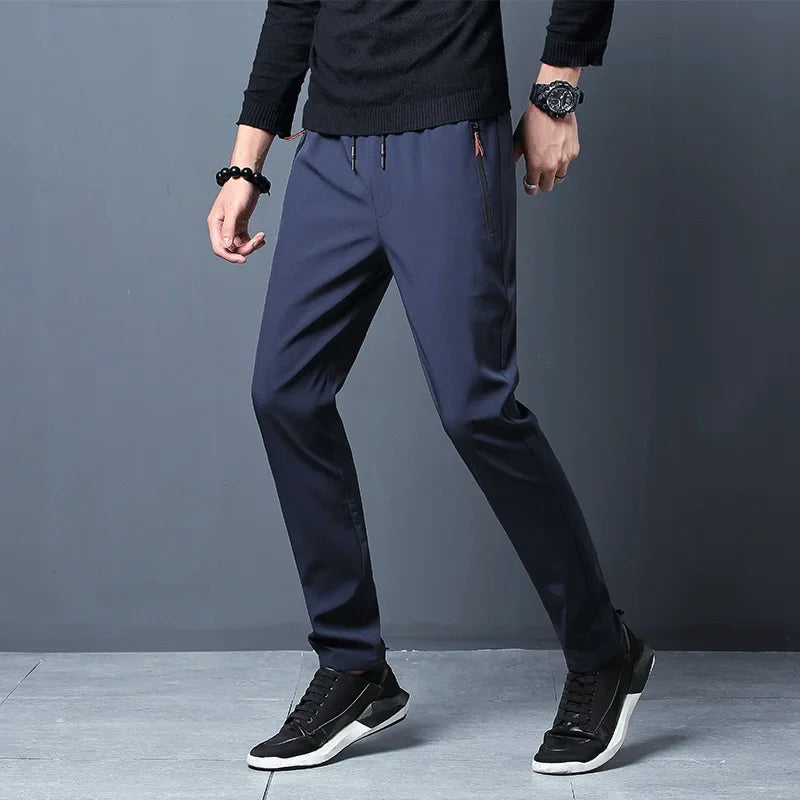 Men's Slim Fit Casual Jogger Pants — Elastic Waist Classic Korean Trousers — view 5 of men's clothing