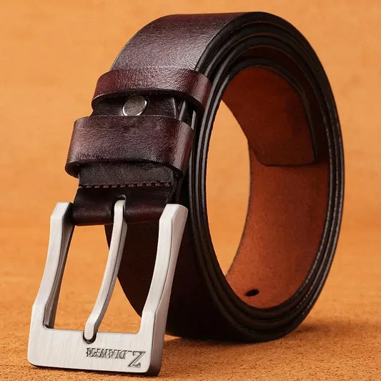 Belts Genuine Cowhide Leather Men's Belt — Metal Buckle Business & Casual — view 1 of belts