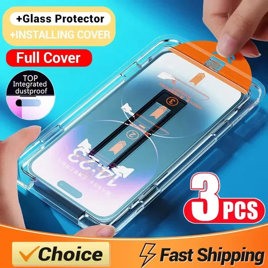 Oleophobic Dust-Free Screen Protector for iPhone 17 Pro Max/16/15/14/13/11/12/SE — view 1 of screen protectors