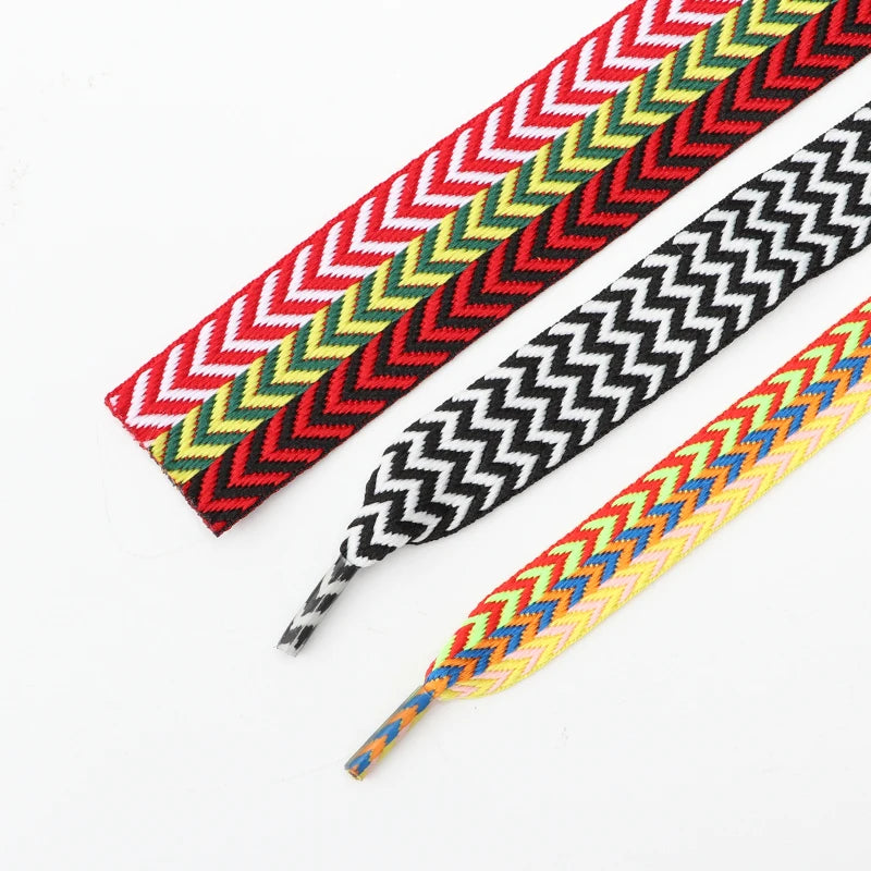 Designer-Look Flat Shoelaces — Chevron Pattern Sneaker Laces — view 2 of shoe accessories
