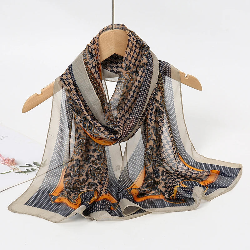 Printed Chiffon Scarf — Lightweight Sun-Protection Beach Shawl Wrap