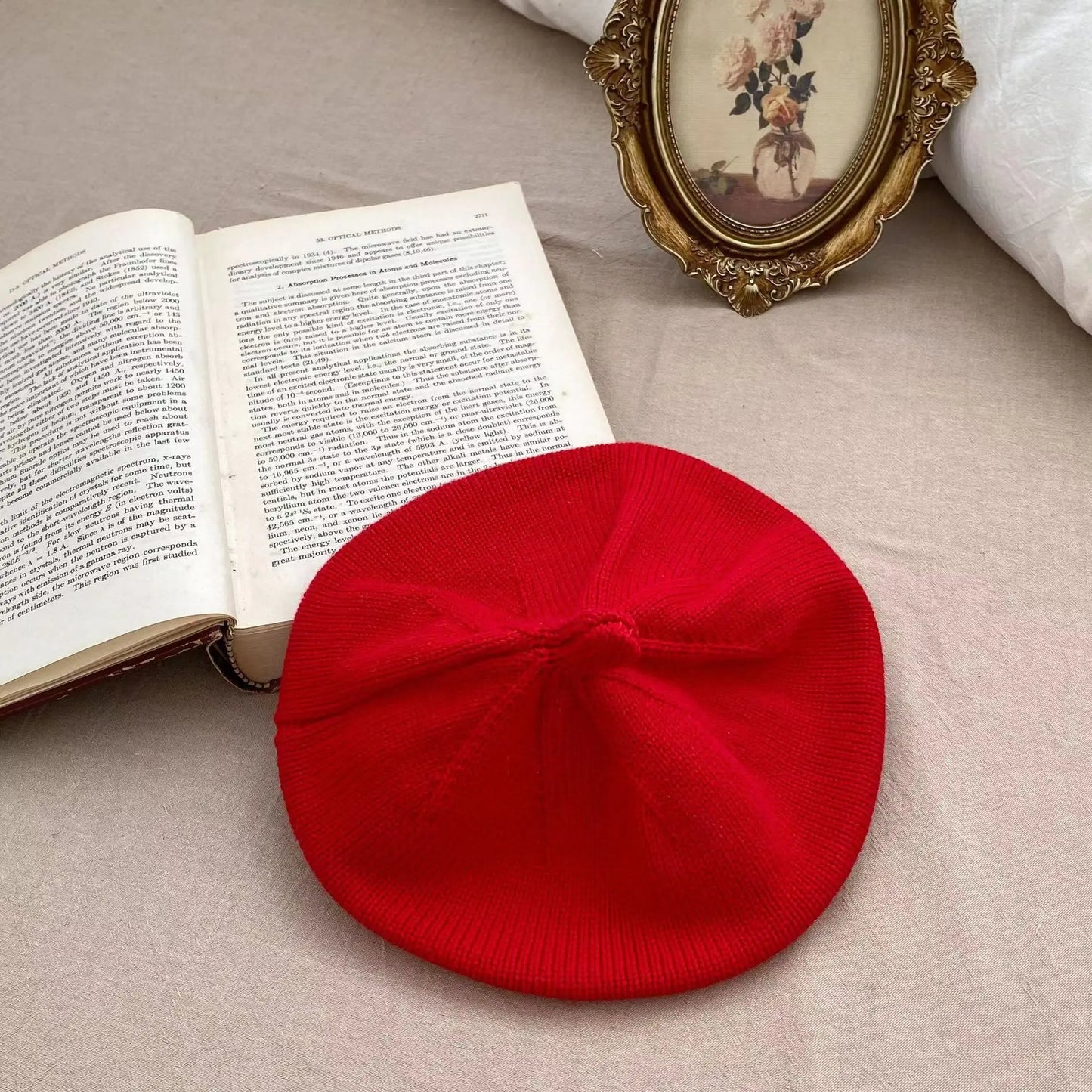 Flower Baby Beret Hat - Knitted Painter Cap for Infant Girls, Cute Toddler Princess Beret