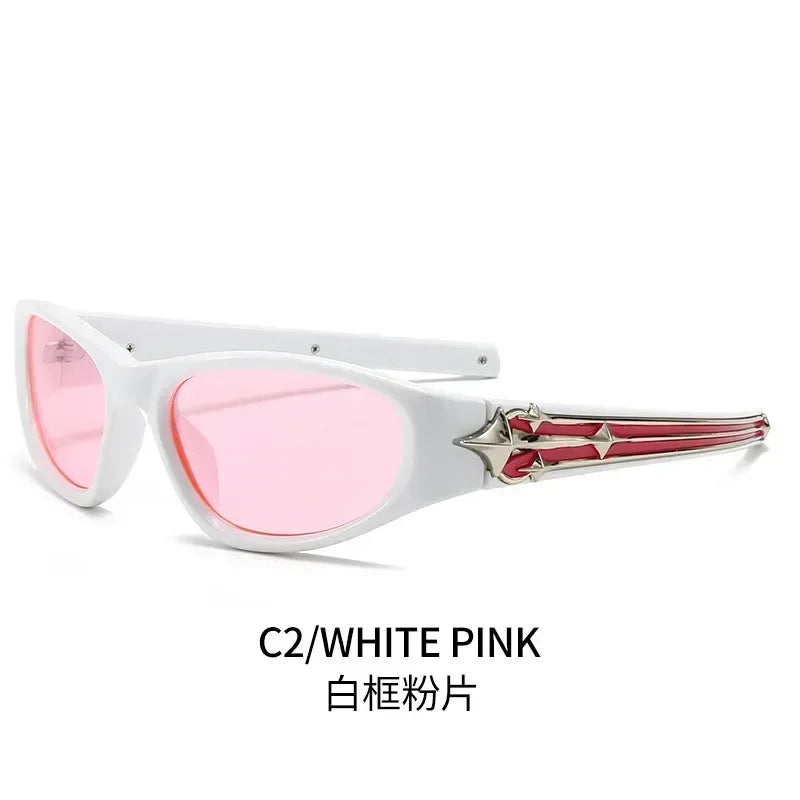Y2K Cat-Eye Sunglasses Luxury — Punk Hip-Hop Rivet Star Designer Vintage Eyeglass UV400 Shades — view 7 of sunglasses