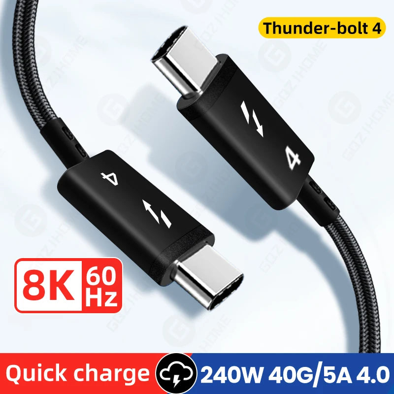Thunderbolt 4 USB-C Cable — 40Gbps PD 240W Fast Charging USB4 Pro — view 1 of chargers & cables