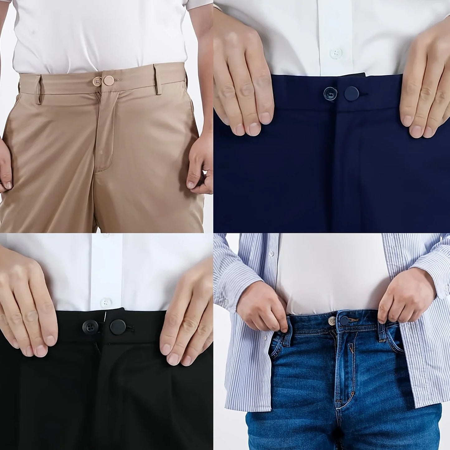 No-Sew Jean Waist Extender Buttons — Unisex Adjustable Pant Expander Pack — view 2 of accessories & jewelry