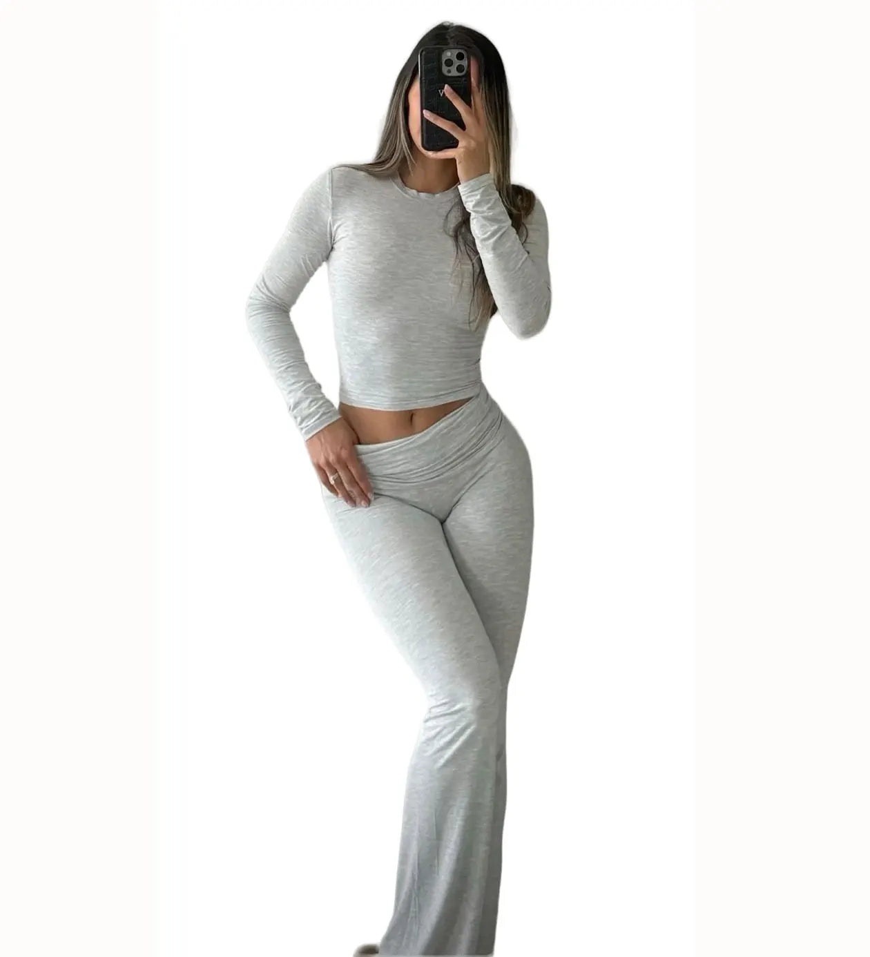 Women's Activewear Long-Sleeve + Wide-Leg Pants Set — Yoga Lounge 2-Piece Coordinated Suit — view 7 of women's activewear