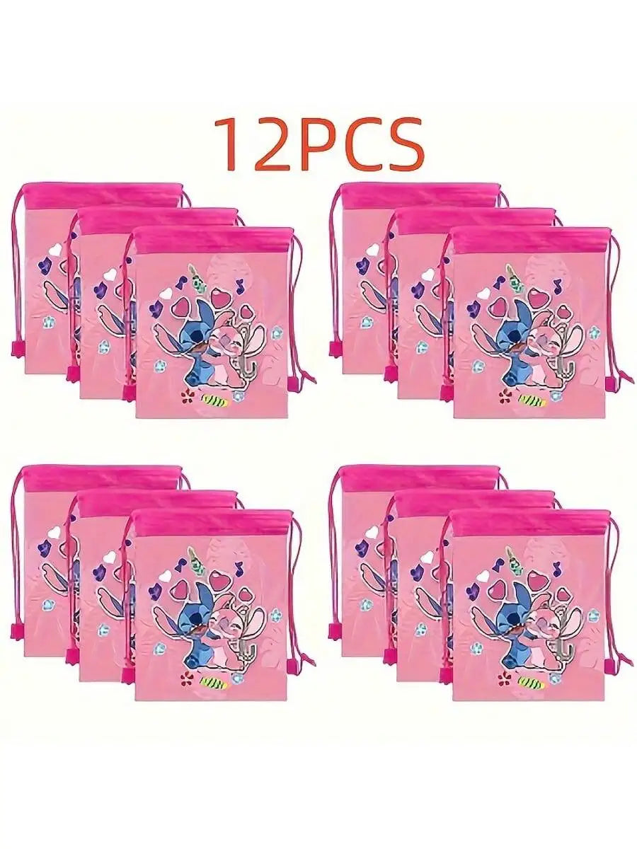 12pcs Colorful Cartoon Drawstring Party Bags - Kids Party Favor Backpacks, Hand Washable — view 8 of drawstring bags