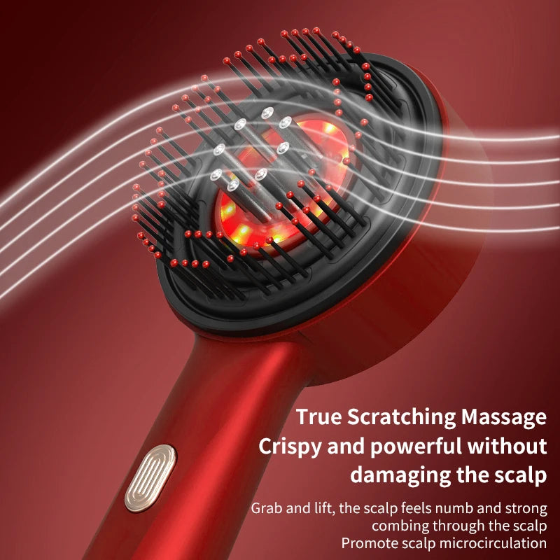 Electric Scalp Massage Comb with Red Light & Microcurrent – Hair Growth Massage Brush with Oil Applicator