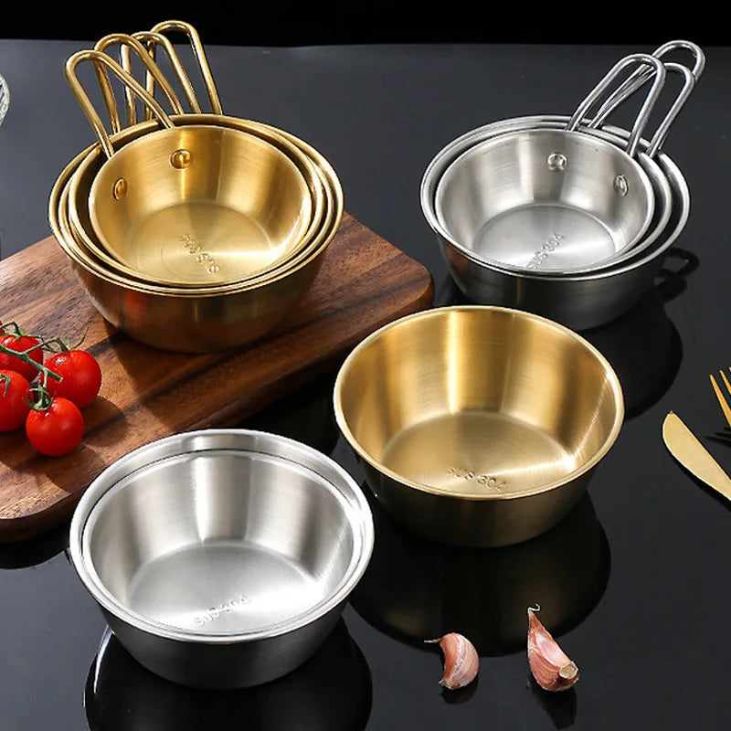 Korean Sauce Bowl with Handle — 304 Stainless Steel Rice, Wine & Seasoning Dish — view 3 of dining & tableware