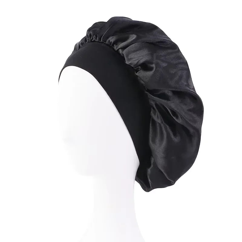 Satin Wide-Brim Sleep Bonnet – Silky Nightcap Hair Wrap with Soft Elastic Band — view 7 of beauty & personal care