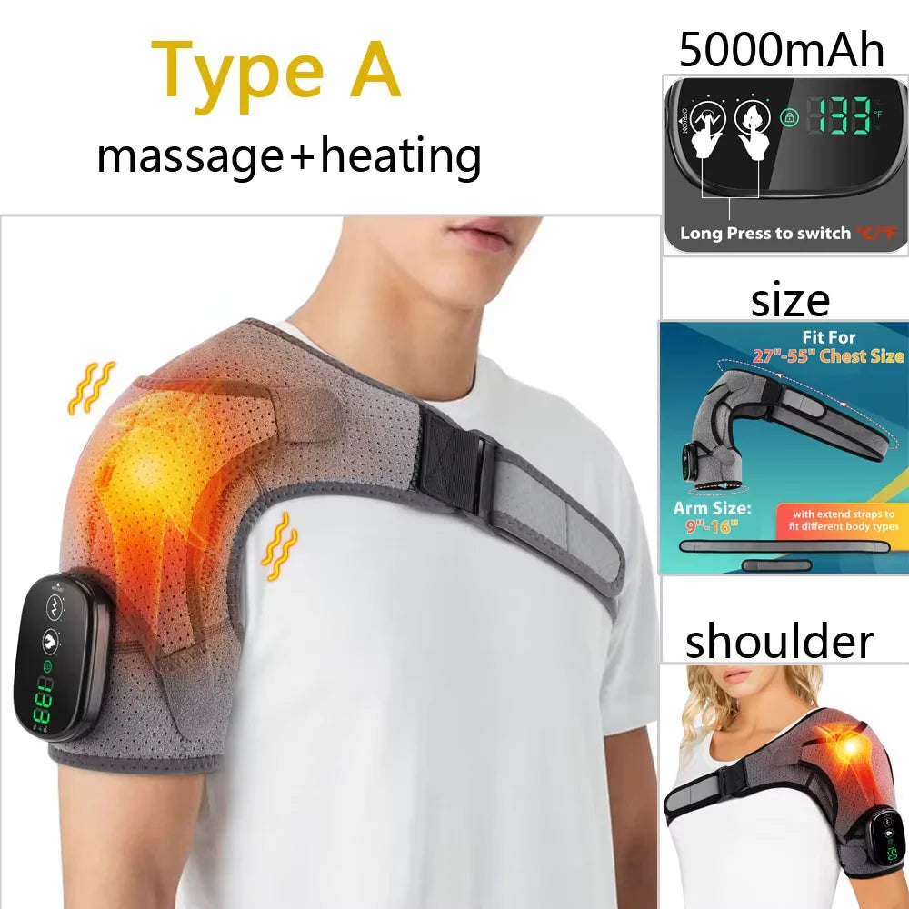 Electric Shoulder Heating Pad — 3-Speed Vibration Muscle Relax Brace — view 7 of recovery & massage