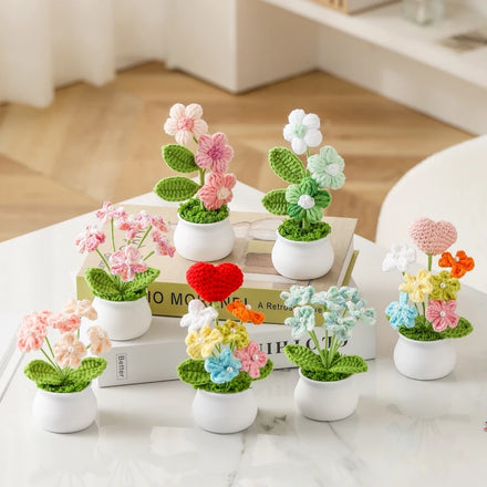 Home Decor Handmade Crochet Potted Plant — Cute Mini Faux Flower for Car, Desk & Office — view 1 of home decor