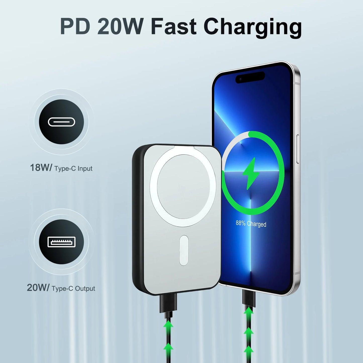 Magnetic Wireless 10000mAh Power Bank — PD20W LED Display for iPhone MagSafe — view 4 of power banks