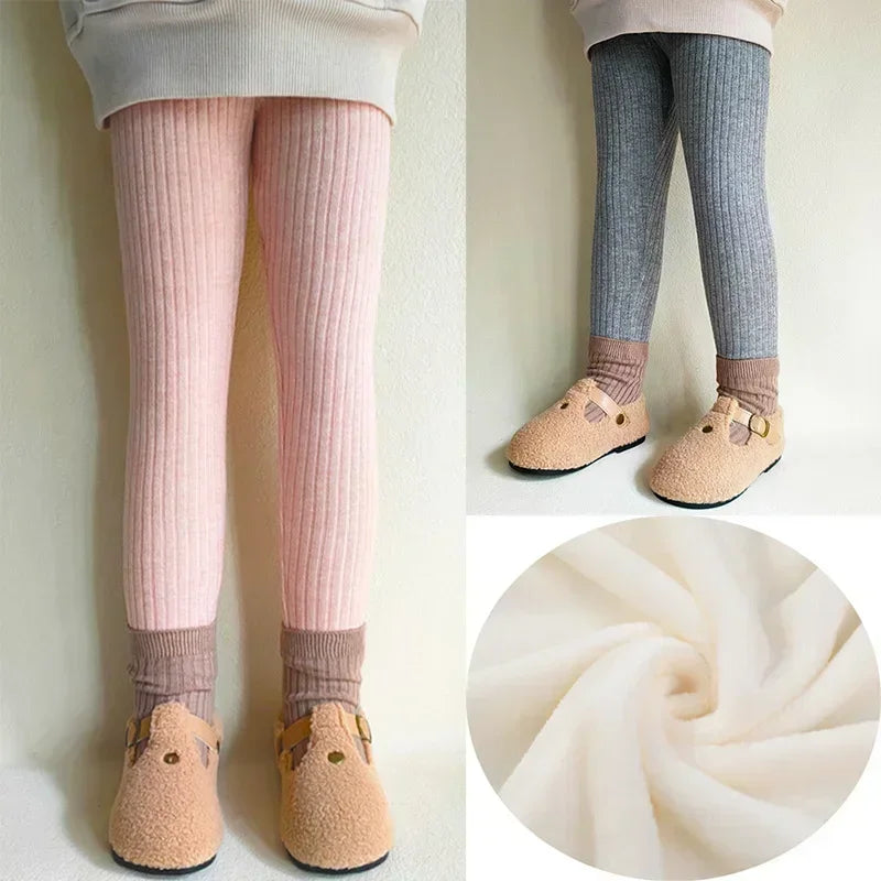 Warm Cashmere Pants for Girls Autumn Winter Kids Clothing Children Plus Velvet Trousers Keep Warm Cotton