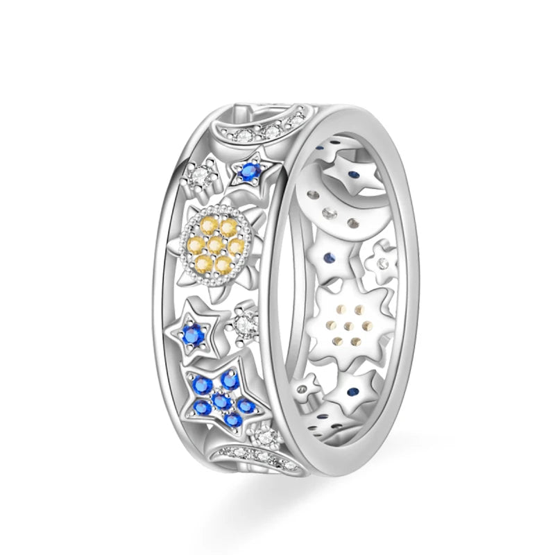 Women's 925 Sterling Silver Hollow Ring — Flower Butterfly Heart Sun Fashion Jewelry — view 17 of jewelry