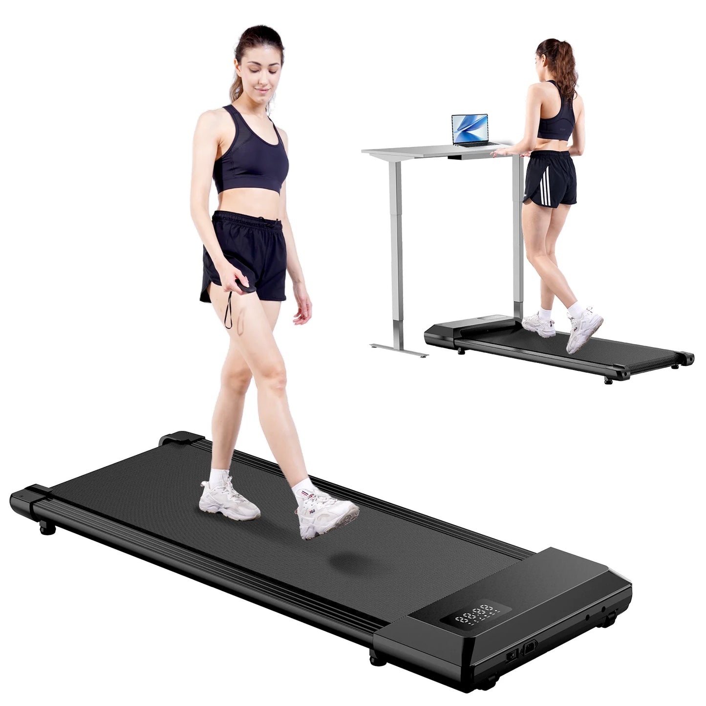 2-in-1 Walking Pad Mini Treadmill – Under Desk, LCD Screen, Bluetooth, Quiet, 250lb Max (BA04/06-A2) — view 4 of sports & fitness